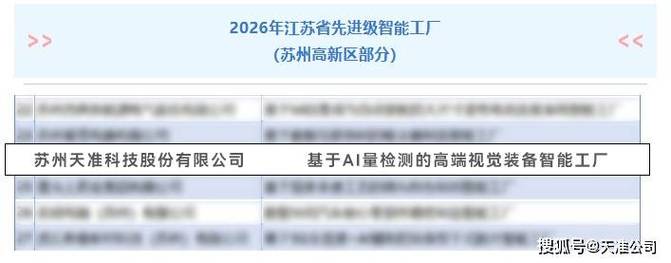 天准科技入选2026年江苏省先进级智能工厂名单 软件定义的智造进阶